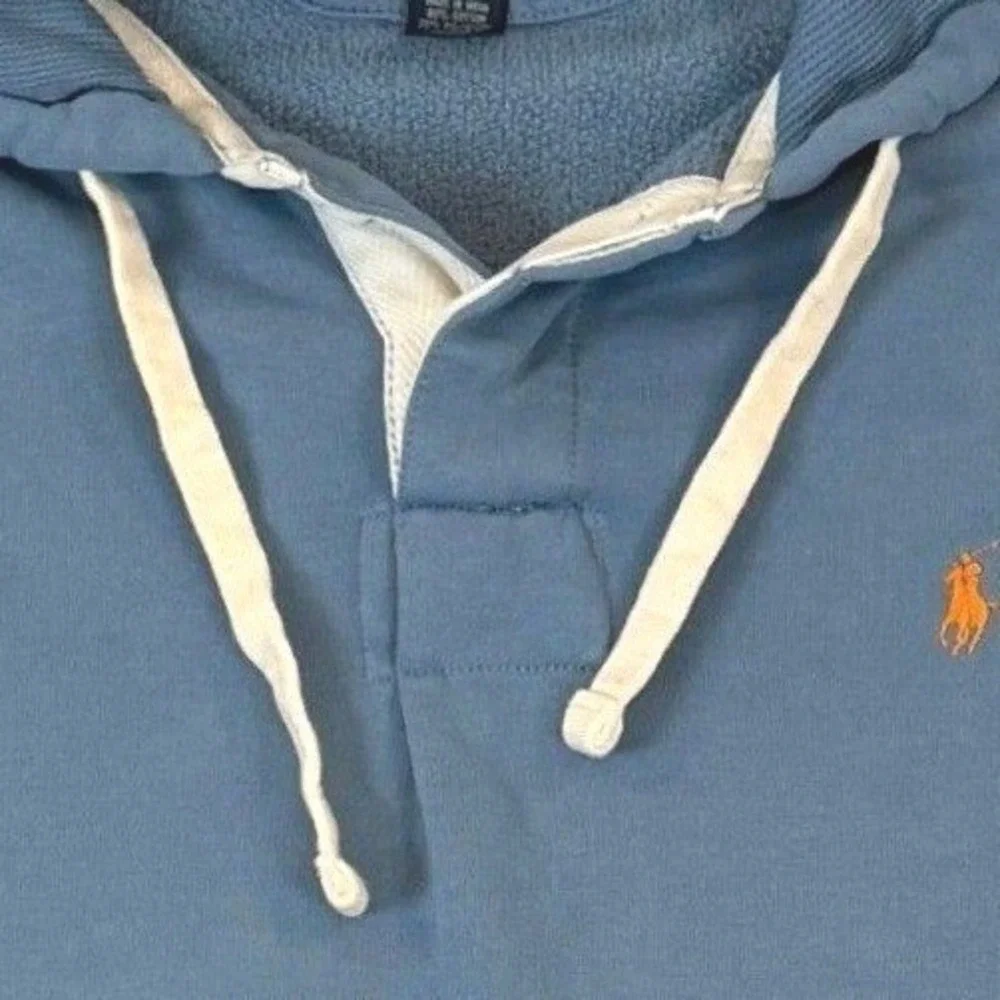 Vintage Polo Ralph Lauren Rugby Hoodie Sweatshirt XL Blue Pony Faded 90s Y2K